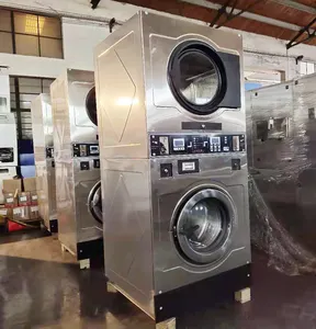 10kg commercial stacked washer dryer stack washer laundry machine and dryer heated clothes dryer automatic towel folding machine