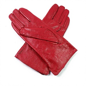 Guantes de piel de oveja rojos de moda, estilo opera, sin forro, para invierno, fiestas al aire libre, para mujer, uso casual. - Product Image 1