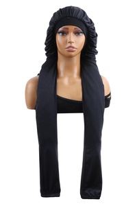 Bonnet de nuit long en tissu samouraï pour dormir, réglable, bonnet de nuit long en tissu soyeux pour femmes, tresses, cheveux bouclés avec logo personnalisé - Product Image 3