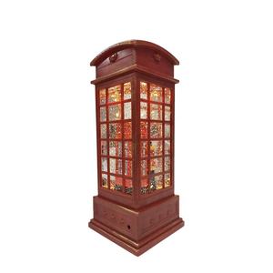 2020 düğün dekorasyon sevgililer hediye mini kırmızı telefon kulübesi olmayan cam su Glitter iplik çift kar küresi - Product Image 6