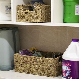 Cesti di frutta a forma di uovo nordico all'ingrosso in lino intrecciato rosso in <span class=keywords><strong>vimini</strong></span> Boho in metallo decorazioni a trama aperta cestino di fanerogame - Product Image 4