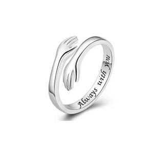 Anillos de plata de ley S925 para pareja, anillos de mano para abrazar, banda ajustable, joyería, anillo de amor para <span class=keywords><strong>siempre</strong></span>, regalo - Product Image 4