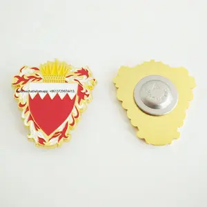 emblem of Bahrain national emblem iron stamped gold plated enamel magnetic badge lapel pins for Bahrain national Day celebration