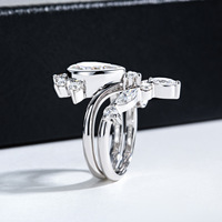 Ensemble de bagues en moissanite de 3 carats en forme de poire, design spécial en forme de V, argent sterling 925, empilable, luxe et unique, ensemble de mariage pour femmes