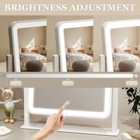 Intelligent Touch Control Dimmable LED Metal Frame for Design Square Standing 360 Rotating Vanity Makeup Mirror