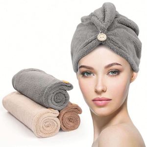 High Quality Custom Logo <b>Cap</b> Microfiber Hair Drying Towels Super Absorbent for Girls and <b>Women</b> - Product Image 2