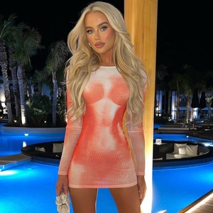 Re Mcgreen Star donna Y2K alla moda Tie tye maglia <span class=keywords><strong>manica</strong></span> <span class=keywords><strong>lunga</strong></span> prospettiva abito donna <span class=keywords><strong>vestiti</strong></span> avvolti abito corto alla moda - Product Image 5