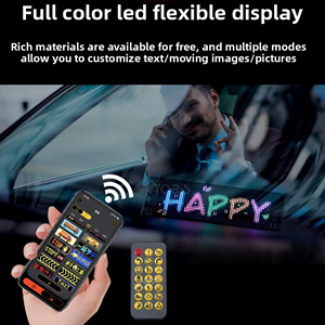 Pantalla LED Flexible, Resistente al Agua IP65, 12V, Resistente a Altas Temperaturas, con Ventosa para Coche, Control Remoto por Aplicación, Universal - Product Image 3