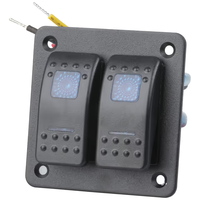 Panneau d'interrupteurs à bascule bleu éclairé à 2 voies, panneau en aluminium pré-câblé avec indicateur LED bleu, idéal pour les bateaux, les camping-cars et les yachts