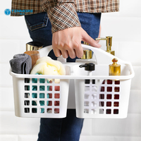 Panier de Douche Portable Blanc à 3 Compartiments, Organisateur de Salle de Bain en PP Respirant avec Poignée