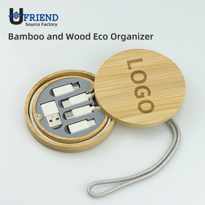 Organisateur de câbles magnétique, 6 en 1, en bambou et paille de blé, écologique, biodégradable, boîte de rangement multifonctionnelle pour câbles - Product Image 4