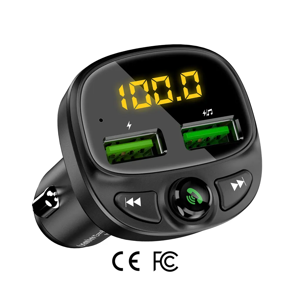 Free Shipping 1 Sample OK CE FLOVEME Smartphone Charger Car Kit FM Transmitter Car MP3 Player Dual USB Fast Phone Car Charger