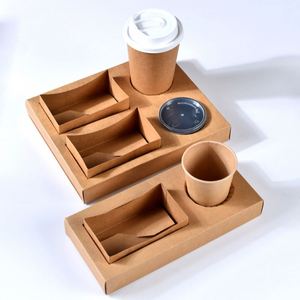 Boîte alimentaire jetable personnalisable en papier kraft, finition mate, pour emballage de shawarma, frites et repas – Meilleures ventes - Product Image 2