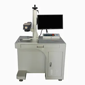 Máquina de marcado láser de escritorio de 30W de fibra óptica, piezas de pulverización y pintura, marcado para marcado profundo de Metal