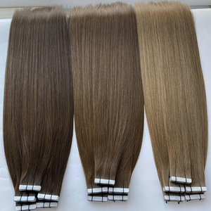 Extensions de cheveux humains lisses à bandes adhésives 100 % Remy naturelles européennes doublement tirées <span class=keywords><strong>pour</strong></span> salon, collection 2026 - Product Image 1