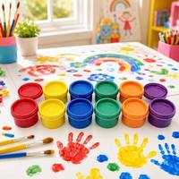 Ensemble de peinture au doigt pour enfants non toxique et personnalisable de 30 ml, 6 couleurs vibrantes, fournitures artistiques lavables, kit de peinture sûr pour l'apprentissage précoce