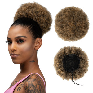 Nouveau modèle de perruques africaines Wrap Hair Extensions Loop High Ball Headed Caterpillar Drawstring Style Fluffy Curly Hair <span class=keywords><strong>Chignon</strong></span> pour femmes - Product Image 3
