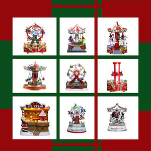 Adorno De Navidad <span class=keywords><strong>Noel</strong></span> Maison de Noël Maisons de village de Noël en résine faites à la main avec lumière LED et voitures tamponneuses mobiles pour enfants - Product Image 5