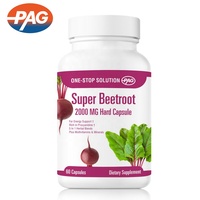 5 en 1 Supplément à base de plantes Betain Q10 Supplément Poudre de racine de betterave rouge Extrait de betterave élevé Capsules de betterave 2000 Mg