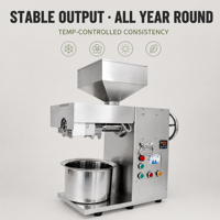Presse à huile commerciale automatique 20 kg pour la production d'huile de noix, d'olive, de sésame et de soja – Pressage à froid et à chaud pour usage en boulangerie
