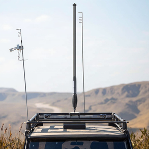 Antenne radio pour SUV Jeep 40cm 60cm 75cm 107cm 5.5mm, antenne VHF UHF GME noire à ressort avec support en L - Product Image 1