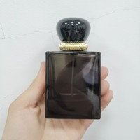 Botella de spray de fragancia negra personalizada Botella de perfume de vidrio grueso cuadrado de 50ml con tapa negra