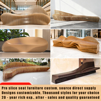 Banc de siège en bois ondulé personnalisable Y517 – Mobilier ergonomique pour sièges d'attente en centre commercial