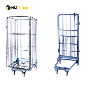 4 Sides Warehouse Galvanized Nestable Folding Laundry Logistics Transport <strong>Roll</strong> <strong>Container</strong> - Product Image 2