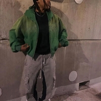 Sweat à capuche personnalisé lourd délavé au soleil Y2K Vintage Patch pour hommes surdimensionné en détresse brodé Patch délavé à l'acide Zip taille XL imprimé