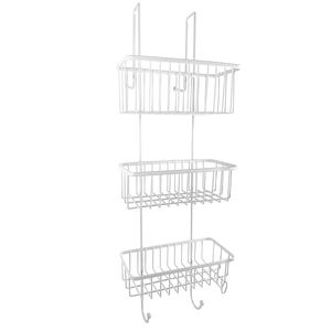 3 Tier Banheiro Armazenamento Cesta De <span class=keywords><strong>Metal</strong></span> Branco Pendurado Chuveiro Caddy Sobre A Porta Do Chuveiro Organizador - Product Image 1