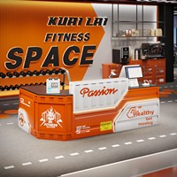 Bureau de réception commercial en métal de style industriel avec rangement pour salle de sport, restaurant, karaoké, fabriqué en Chine continentale