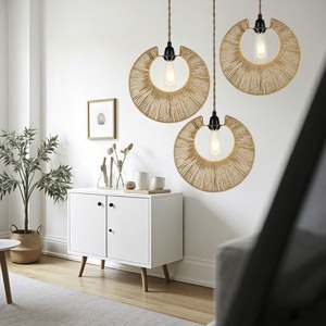 <span class=keywords><strong>Lustre</strong></span> <span class=keywords><strong>en</strong></span> corde de <span class=keywords><strong>papier</strong></span> fait main, style <span class=keywords><strong>japonais</strong></span> minimaliste rétro, pour salon, chambre à coucher, salle à manger - Product Image 2