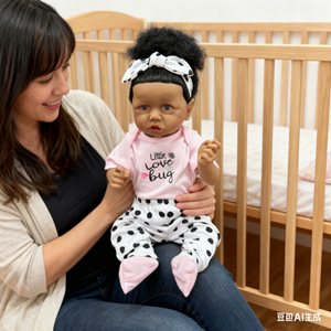 Muñeca <span class=keywords><strong>Reborn</strong></span> realista de 22 pulgadas Muñeca de silicona de <span class=keywords><strong>cuerpo</strong></span> <span class=keywords><strong>entero</strong></span> africano oscuro con cabello - Product Image 6