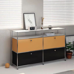 Armoire de rangement modulaire moderne en acier inoxydable buffet décoratif multifonctionnel simple Ins pour le salon du Moyen Âge - Product Image 4