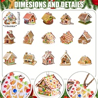 15 décorations de maison en pain d'épices en bois, imprimées de motifs de bonbons colorés avec crochets métalliques, pour Noël, le Nouvel An, les fêtes d'hiver