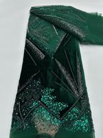Tissu en dentelle de velours brodé de nouvelle conception NI.AI, tissu en dentelle perlée, tissu en dentelle à paillettes brillantes avec des perles
