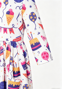 Abito Personalizzato di Alta Qualità in Seta di Latte per Bambine con Tasche e Gonna a Ruota per Festa di Compleanno - Product Image 6