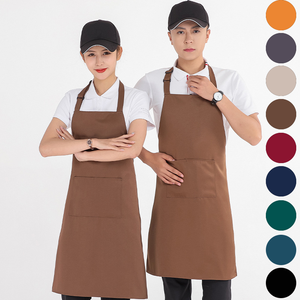<span class=keywords><strong>Tablier</strong></span> à manches en coton avec logo personnalisé pour hommes et femmes, noir, <span class=keywords><strong>blanc</strong></span>, rose, restaurant, barbecue, chef de cuisine, vêtements avec poche - Product Image 5