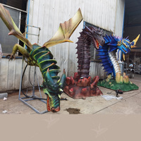 Tête de dragon animatronique réaliste grandeur nature avec capteur et moteur, statue de dragon volant mécanique pour parc à thème d'Halloween