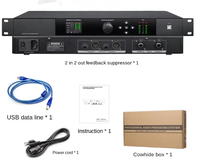 Procesador de Audio Profesional TopYun CE-420 DSP 4 Entradas y 2 Salidas con Supresor de Retroalimentación para Conferencias, Anti-Efecto Micrófono