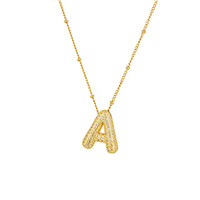 Haute Qualité Étanche En Acier Inoxydable Glace Out Alphabet Initiale A ~ Z Cubique Zircone Bulle Lettre Charme Pendentif Collier