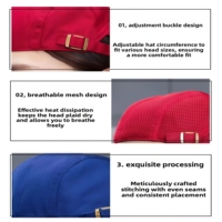 Béret en toile réglable avec ceinture élastique, unisexe, en coton, chapeau de travail pour la restauration, logo en relief, uniforme pour le personnel de service de restauration