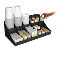 Boîte de rangement multifonctionnelle en acrylique JHONG personnalisée pour café, thé et autres, avec 11 compartiments, noire