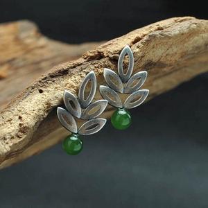 Orecchini a Perno Rotondi a Forma di Foglia Verde Cava, Gioielli Minimalisti alla Moda per Donne - Product Image 6