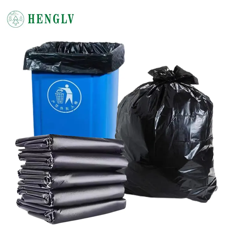 Custom Biodegradable Large Black Garbage Bag On Roll Household Trash Bags 13 30 45 60 65 95 100 Gallon bolsas de basura