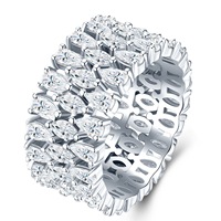 Cincin Batu Permata Perak Sterling S925 Mewah Berkualitas Tinggi, Cincin Moissanite Potongan Pear Lebar, Cincin Pertunangan atau Cincin Pernikahan, Hadiah Pernikahan GRA