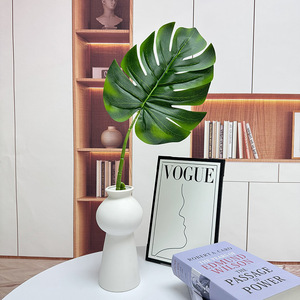 Usine de fleurs artificielles Meiyu Craft, feuilles de Monstera artificielles en plastique vert, brun, rouge, décoration de la maison, accessoires de mariage - Product Image 3
