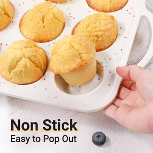 MUYULINS Factory 12-cup LFGB non-stick BPA Free <b>silicone</b> cupcake pan with metal reinforced frame, American-style muffin cake - Product Image 3