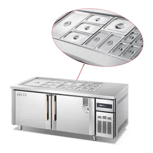 Supporta la personalizzazione a tutto tondo fabbricazione in fabbrica frigorifero in acciaio inossidabile bancone per la preparazione dell'insalata insalatiera