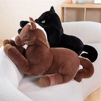 Coussin en peluche cheval noir pour se coucher - Coussin en peluche pour se reposer - Coussin de câlin extra large et super doux
